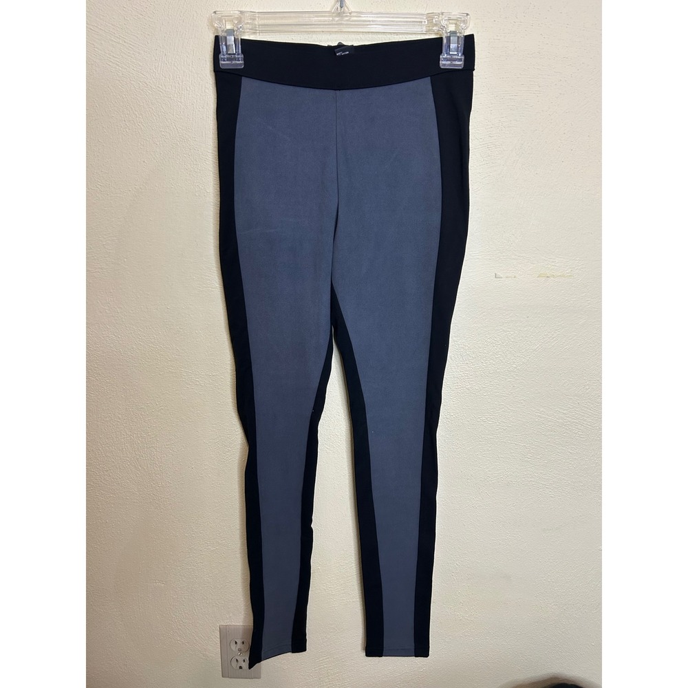 HUE Blocked Microsuede Leggings Black Gray Colorblock‎
